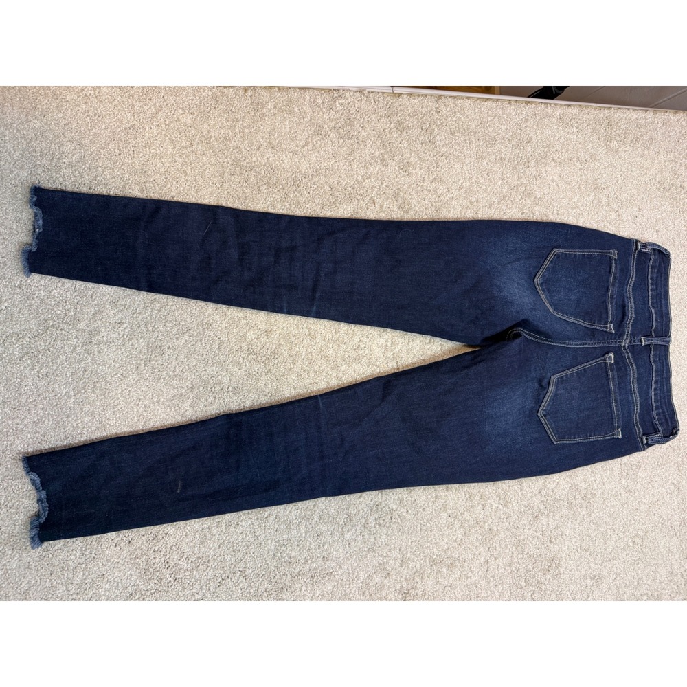 KanCan Women Dark Wash High Rise Button Fly Skinny Jeans Raw Hem KC11236D Size 0 - Picture 4 of 5